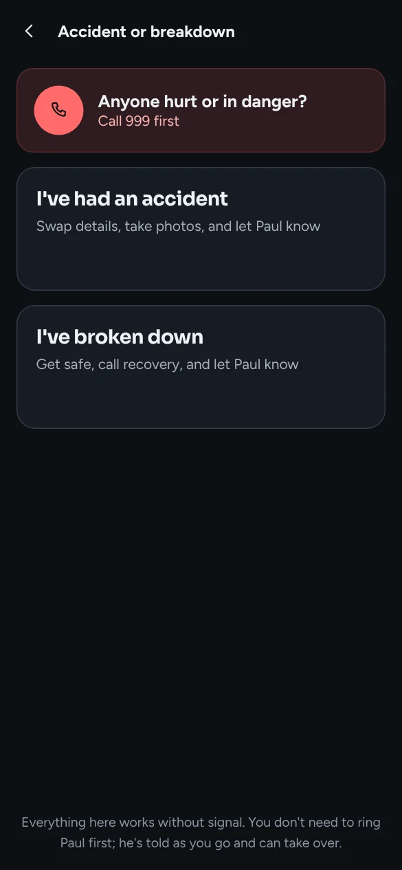 On The Road: accident or breakdown help